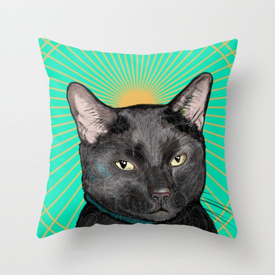 Radiant Sun Cat Throw Pillow