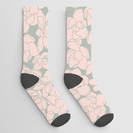 Blush and Sage Magnolias Socks