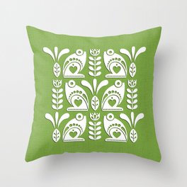 Scandi Frogs - Paper Cut _ Bg Greenery Throw Pillow
