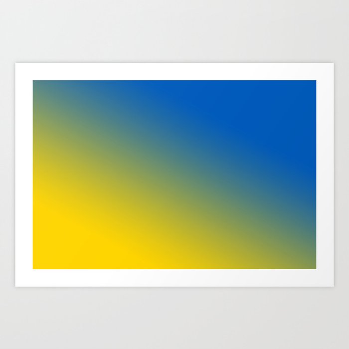 Blue and Yellow Solid Colors Ukraine Flag Colors Gradient 4 100% Commission Donated To IRC Read Bio Art Print