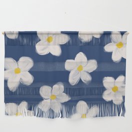 Lilibeth - Retro Daisy Flowers on Navy Blue Wall Hanging