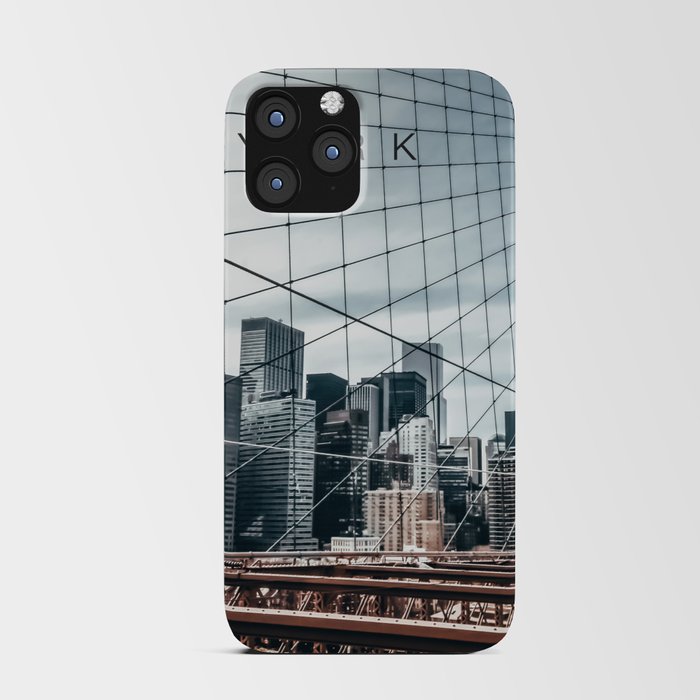 New York City Manhattan skyline and Brooklyn Bridge iPhone Card Case