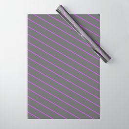 [ Thumbnail: Dim Grey and Orchid Colored Pattern of Stripes Wrapping Paper ]