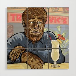Wolfman drinking a pina colada at Trader Vics. Wood Wall Art