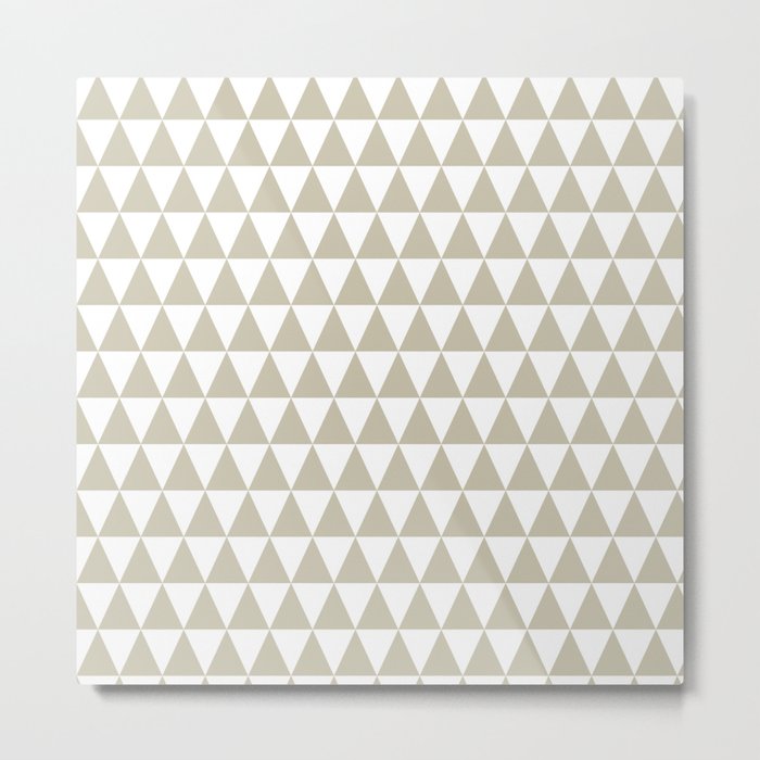 Warm Gray and White Triangle Pattern Metal Print