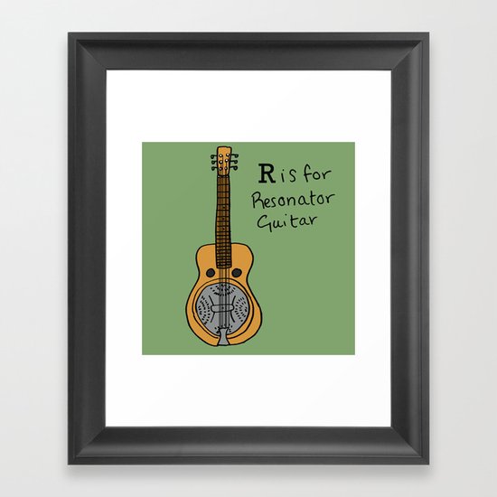 R is for Resonator Guitar Framed Art Print