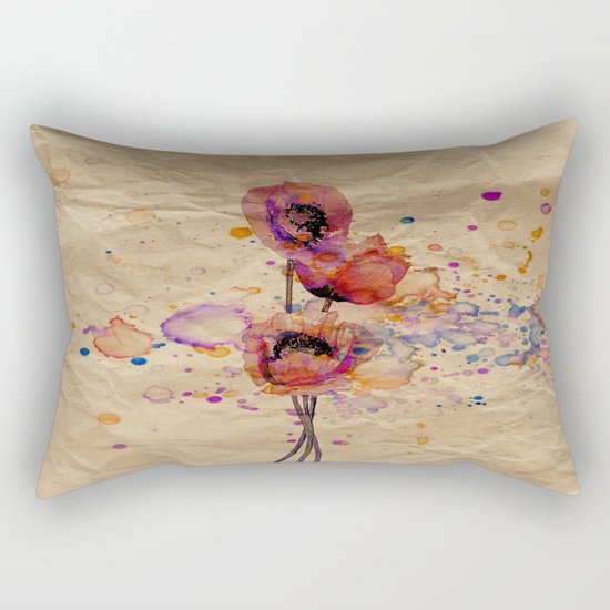 Poppies - abstract watercolor drawing Rectangular Pillow