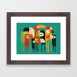 Toucan Gerahmter Kunstdruck | Digital, Cubism, Mid Century, Curated, Painting, Birds, Abstract, Whimsical, Colourful, Bird 