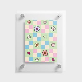 Checkered Flower Pastel Checker Pattern Floating Acrylic Print