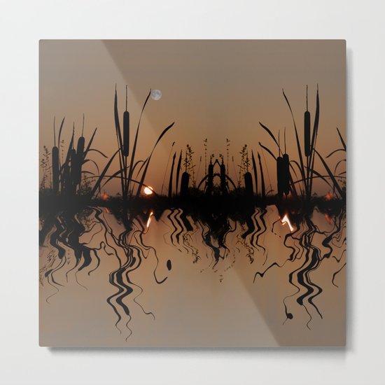 Moonlight reflections in a copper pond Metal Print