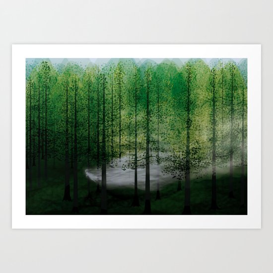 LADY FOG IN FOREST Art Print