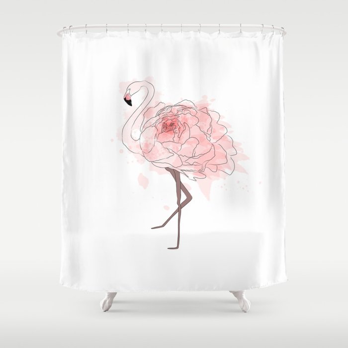 Red Rose Flamingo Shower Curtain By, Flamingo Shower Curtain