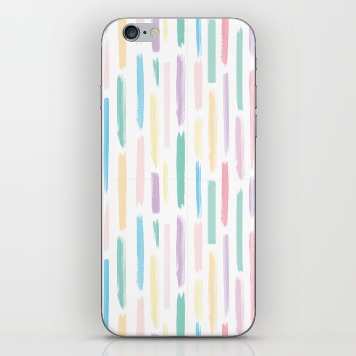 Pastel Color Brush Strokes on White iPhone Skin