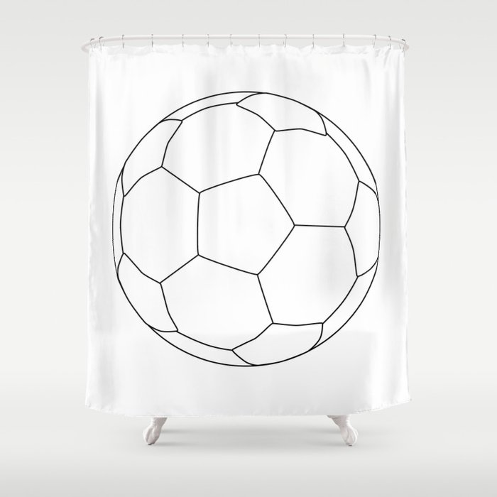 Soccer Ball Over White Shower Curtain