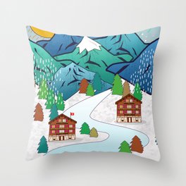 Swiss winter Throw Pillow