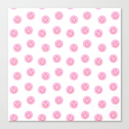 Funny happy face colorful pink cartoon seamless pattern Canvas Print