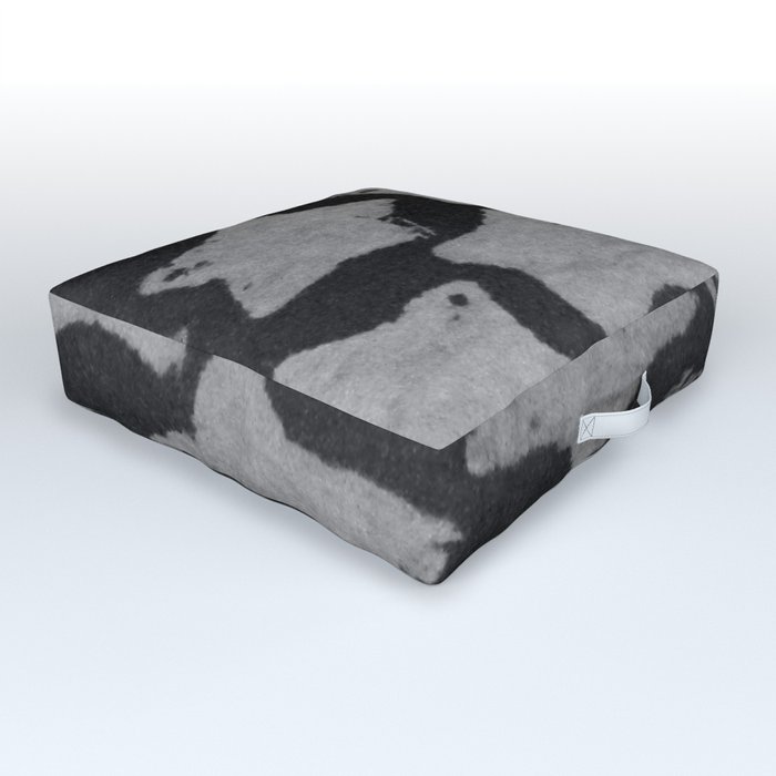 Grey on Black Bleached Grunge Star Design Outdoor Floor Cushion