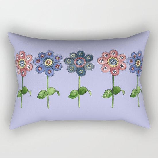 Flower Row Rectangular Pillow