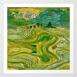 Terraced Rice Paddy Fields Art Print