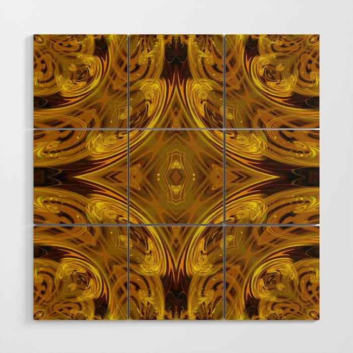 Maloho - gold brown bronze spiral geometric 3d pattern Wood Wall Art