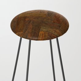 Hand Drawn Wooden Pattern Counter Stool