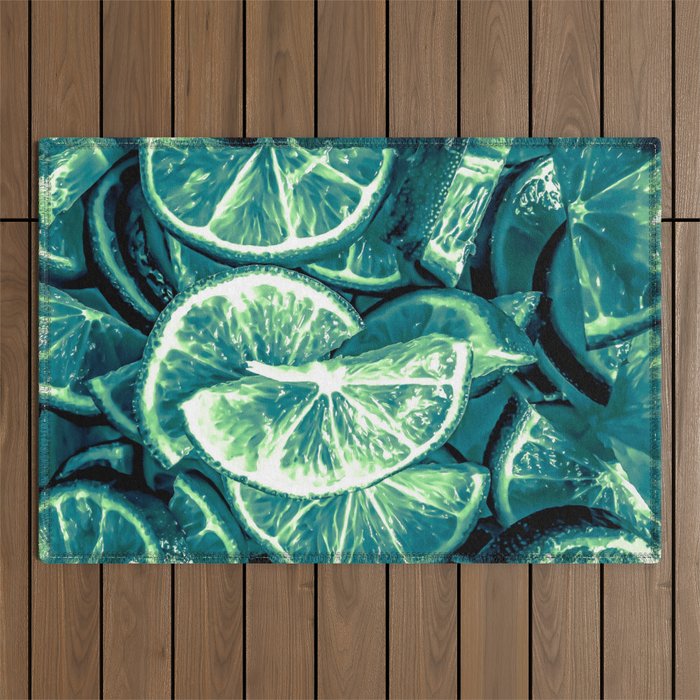 closeup slices of lime background Outdoor Rug