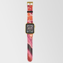 Orange and pink fluid abstract painting Apple Watch Band