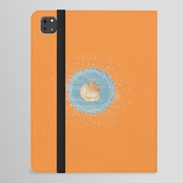 Watercolor Seashell and Blue Circle on Orange iPad Folio Case