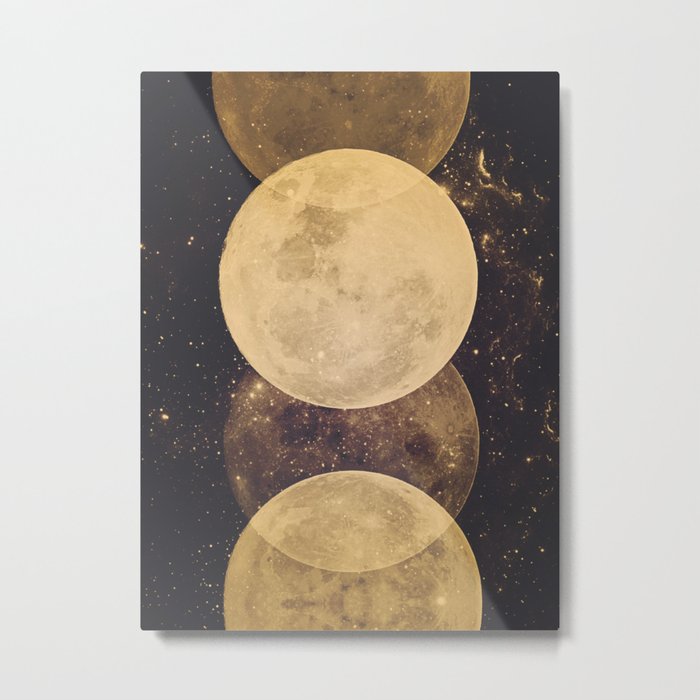 Gold Moon Phases Metal Print