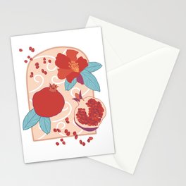 Pomegranate pink and ochre oriental window Stationery Card
