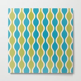 Classic Retro Ogee Pattern 852 Turquoise and Olive Metal Print | Contemporary, Elegant, Midcentury, Curated, Modern, Century, Boomerangs, Midcenturymodern, Modernist, Eamesera 