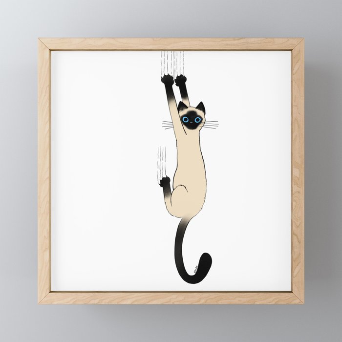 Siamese Cat Hanging On Framed Mini Art Print