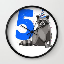 Birthday Boy 5 Raccoon Wall Clock
