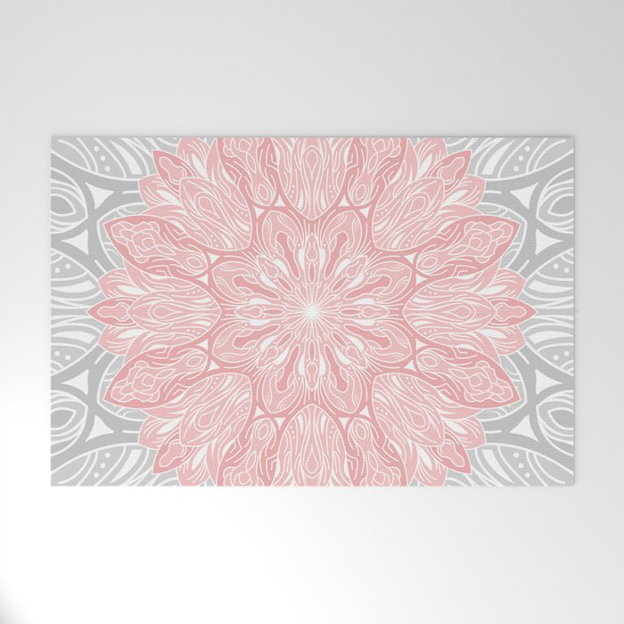 Mandala In Grey And Pink Welcome Mat By Magic Dreams Society6