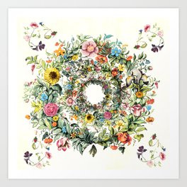 Cream floral spiral Art Print