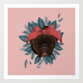 Festive Pug Art Print