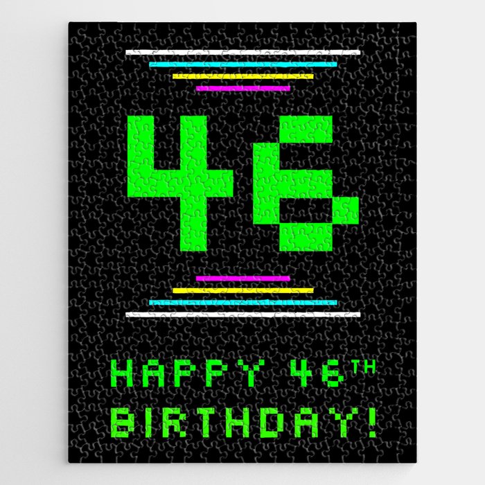 46th Birthday - Nerdy Geeky Pixelated 8-Bit Computing Graphics Inspired Look Jigsaw Puzzle
