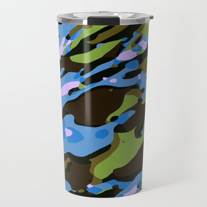green blue and brown camouflage graffiti painting abstract background Travel Mug