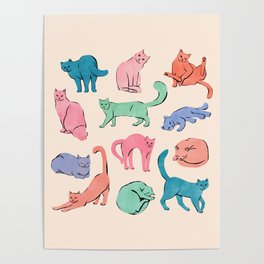 Pastel Cats Poster