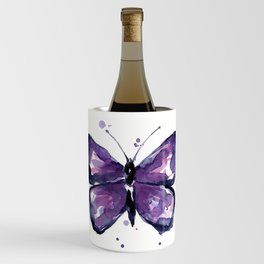 Purple Butterfly Watercolor Abstract Animal Art Wine Chiller