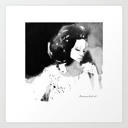 Still - black and white ink fashion lady Art Print