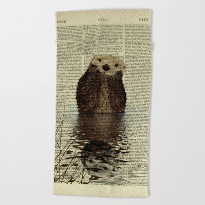 Otter in Love Beach Towel
