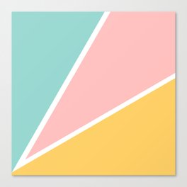 Tropical summer pastel pink turquoise yellow color block geometric pattern Canvas Print