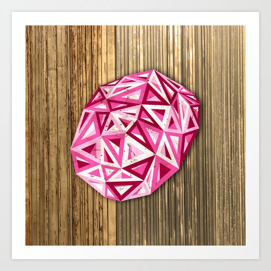 Pink Triangles on Wood Art Print