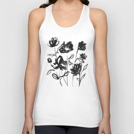 Black and White Flowers Tank Top