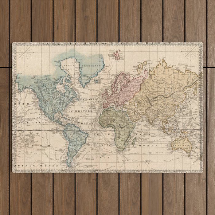 Vintage Map of The World (1823) V.2 Outdoor Rug