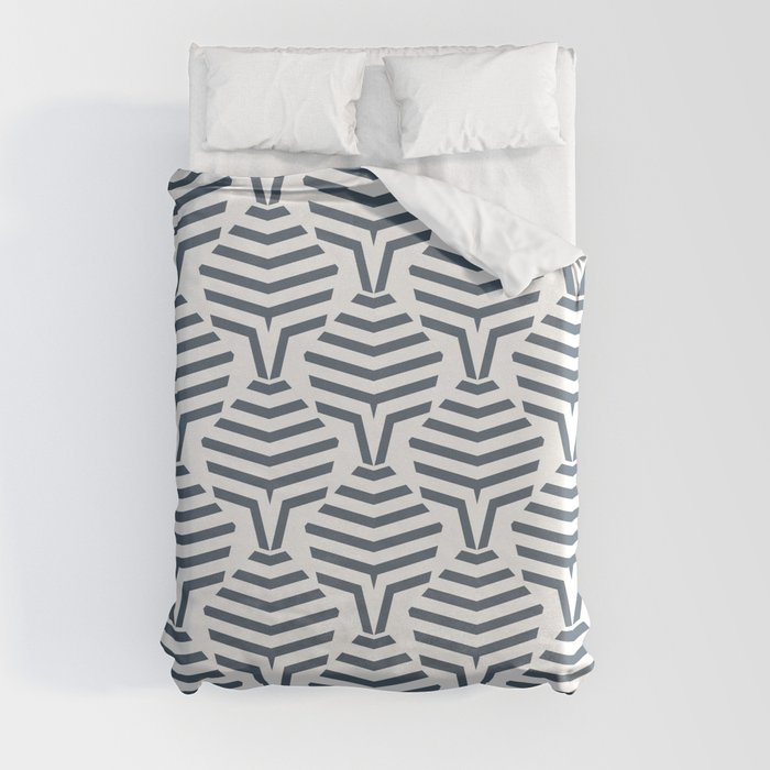 Blue and White Geometric Stripe Shape Pattern - 2022 Color of the Year Mountain River 4005-6C Duvet Cover