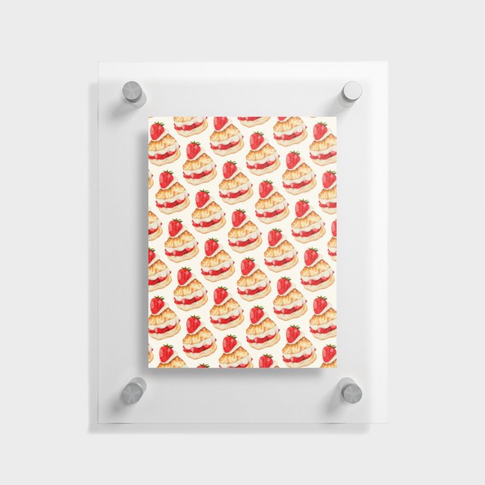 Strawberry Short Cake Pattern - White Floating Acrylic Print