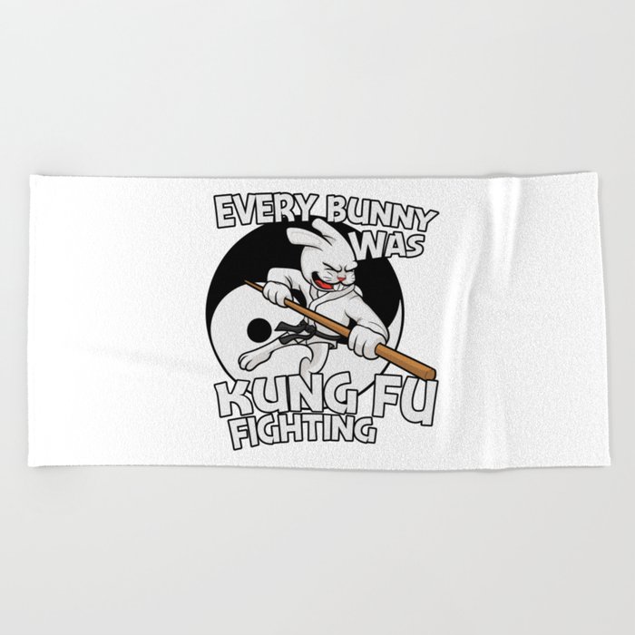 Funny Easter Every Bunny Was Kung Fu Fighting Beach Towel