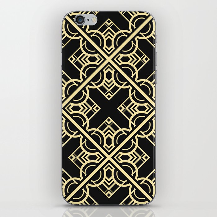 Vintage modern tiles pattern. Abstract art deco seamless monochrome background iPhone Skin